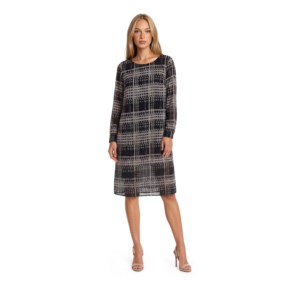 Thakoon Plaid Shift Dress Women's Size Large Black Textured‎ Boat Neck